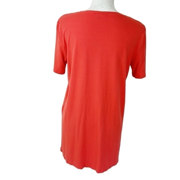 Eileen Fisher Tunic Tee Women's Petite S Coral Orange Short Sleeve Stretch - Picture 2 of 9